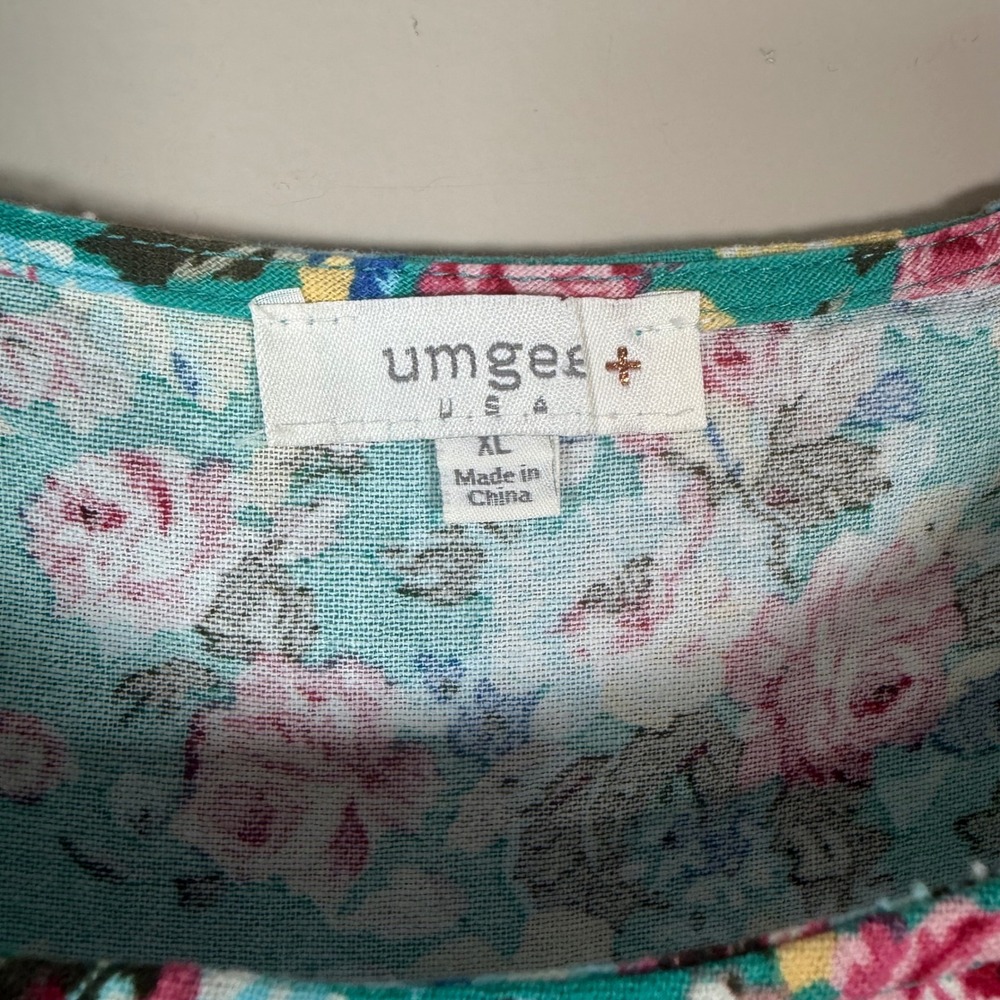 Umgee High Low Frayed Hem Linen Blend Floral Dress Size XL Boho Cottage Western - Picture 3 of 9